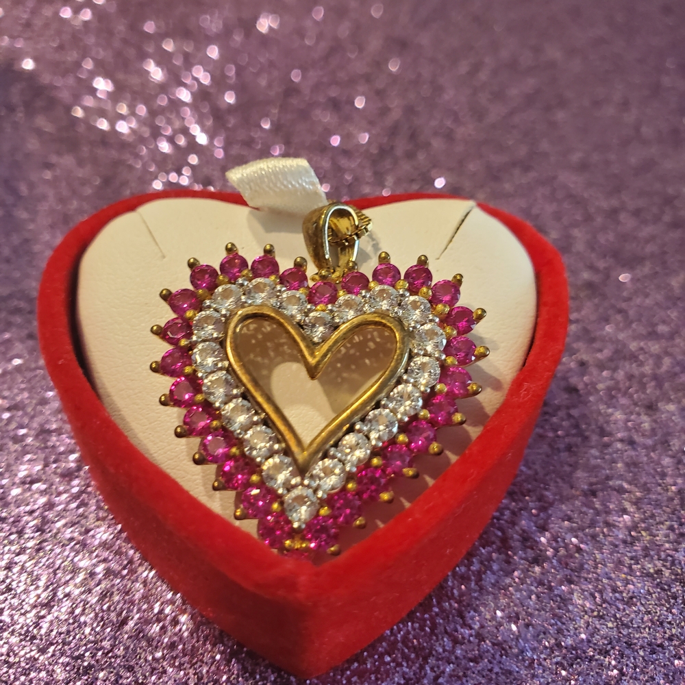 Heart-Shaped Gold and Pink (Ruby) Pendant